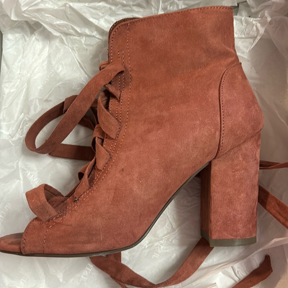 Lace up suede booties by Just Fab